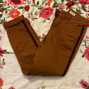 Anthropologie Relaxed Chinos with Velvet trim